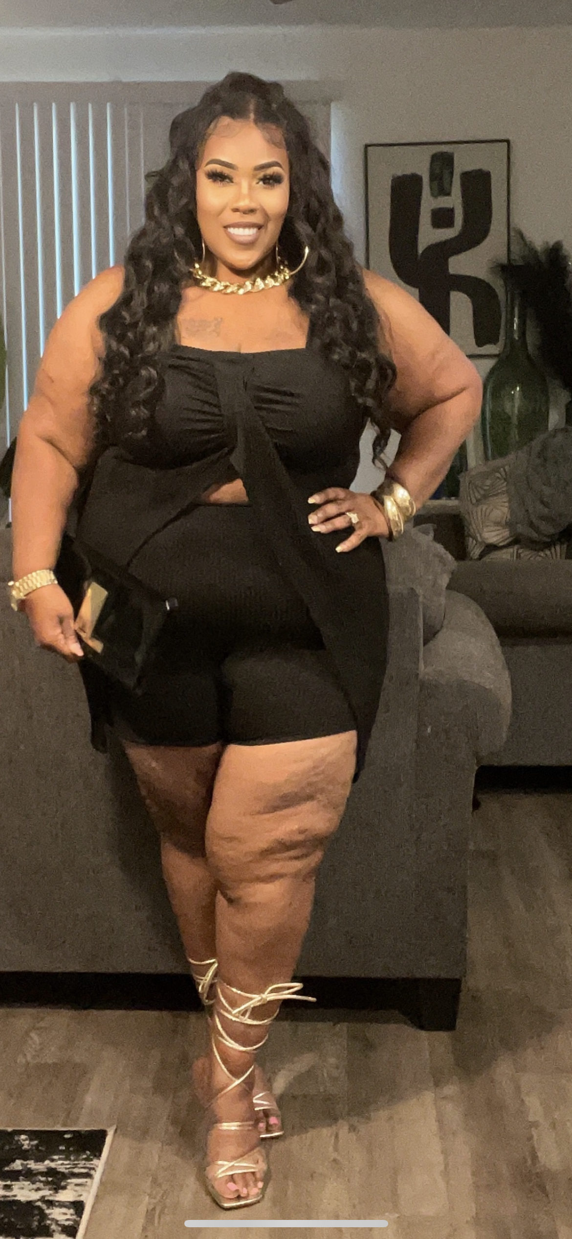 PLUS SIZE RIBBED HALTER TOP & 2-PIECE SHORT SET-