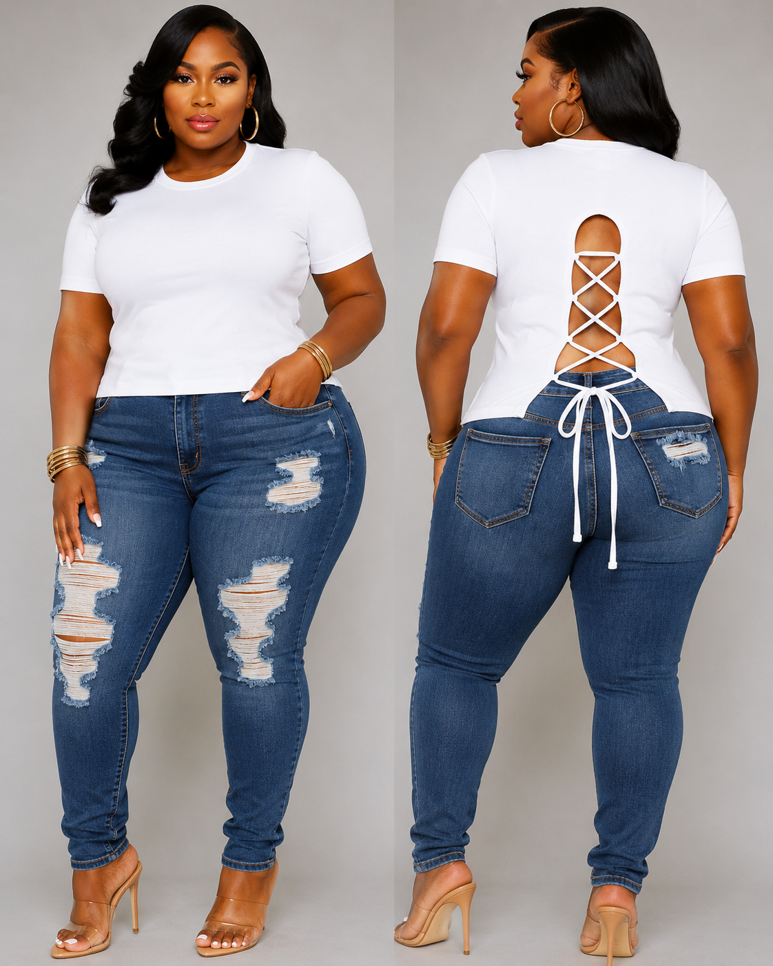 PLUS SIZE CAGED SEXY BACK TOP-WHITE-45