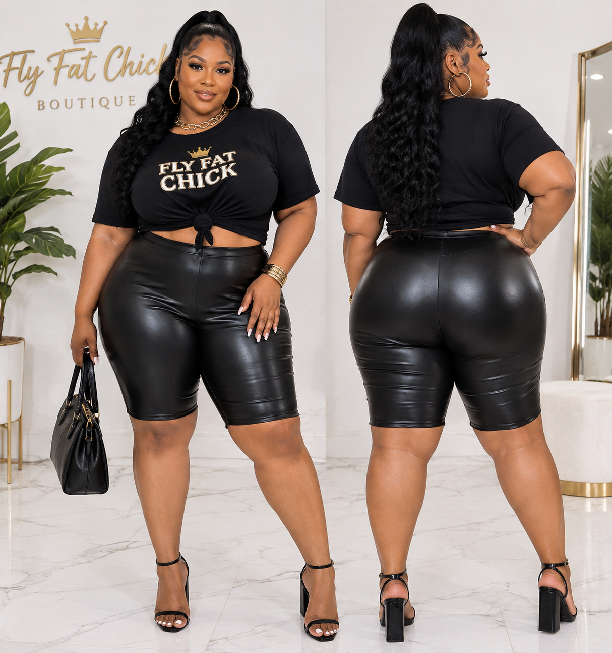 PLUS SIZE FAUX LEATHER SHORTS-28