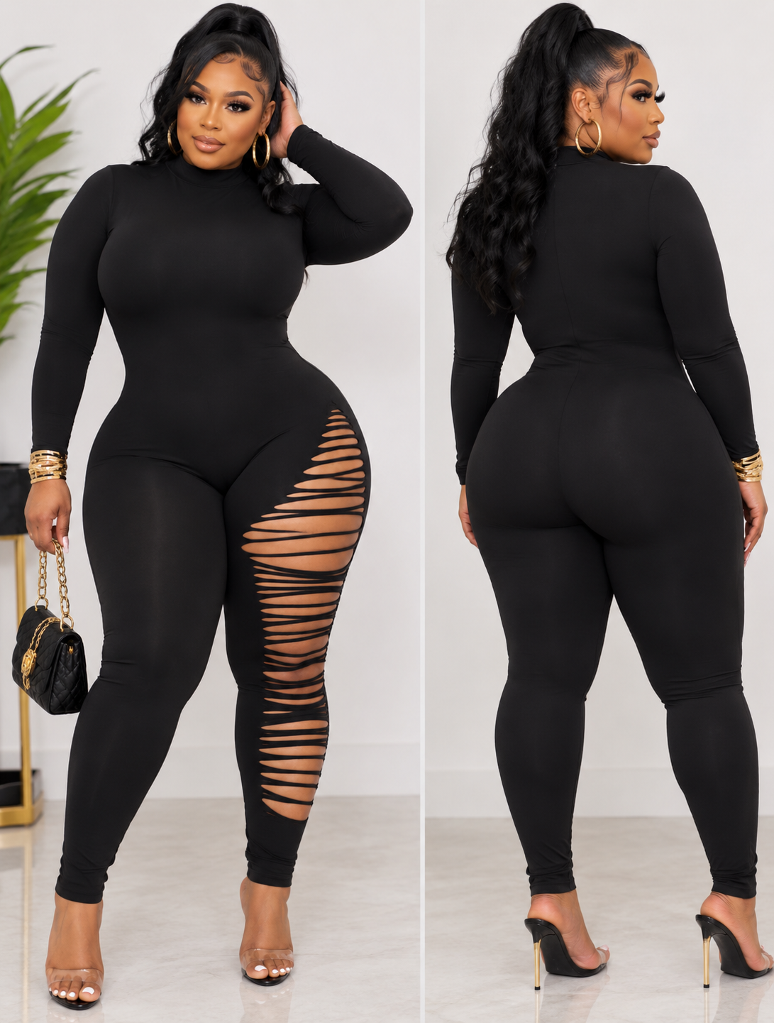 SLICED LEG JUMPSUIT-L03