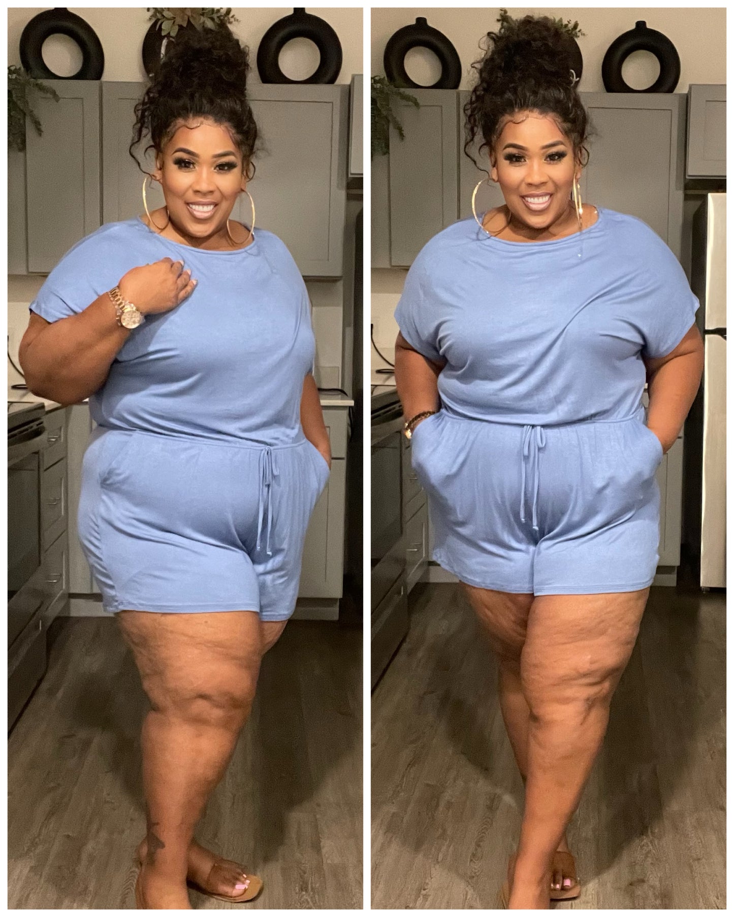 PLUS SIZE BABY BLUE SHORT ROMPER