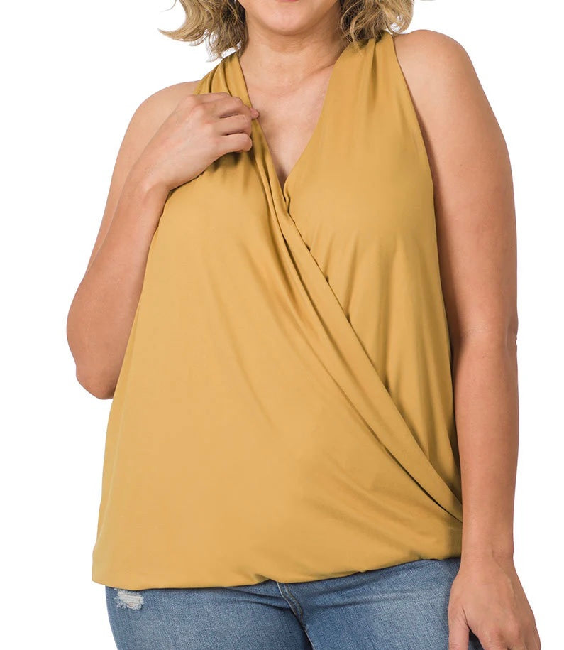 PLUS SIZE BRUSHD SURPLICE TOP (will ship 9/10)