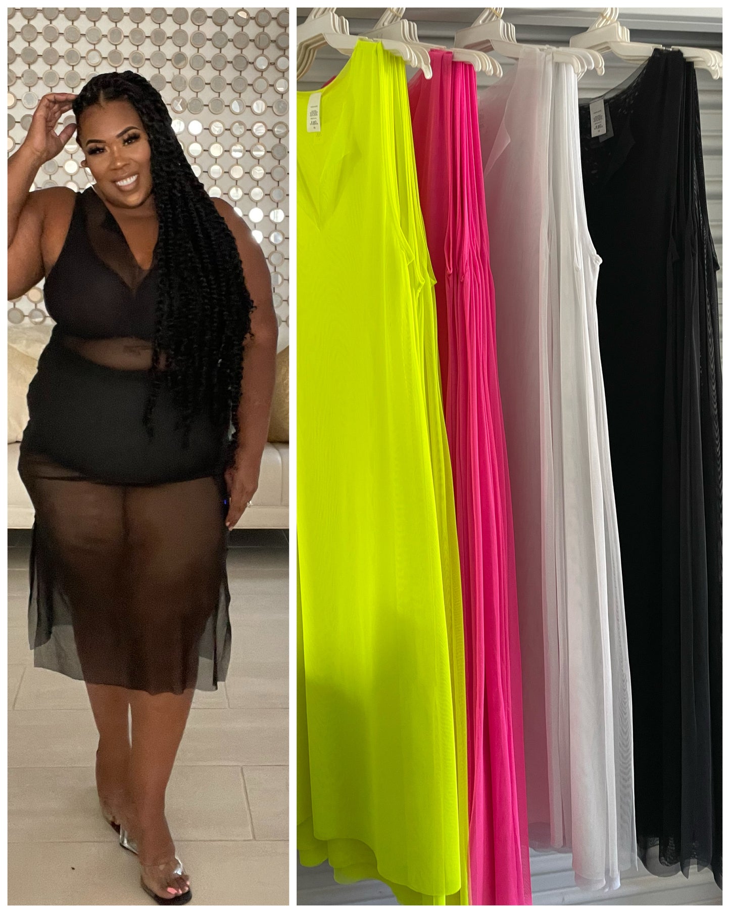 PLUS SIZE MESH DRESS/SWIM COVER