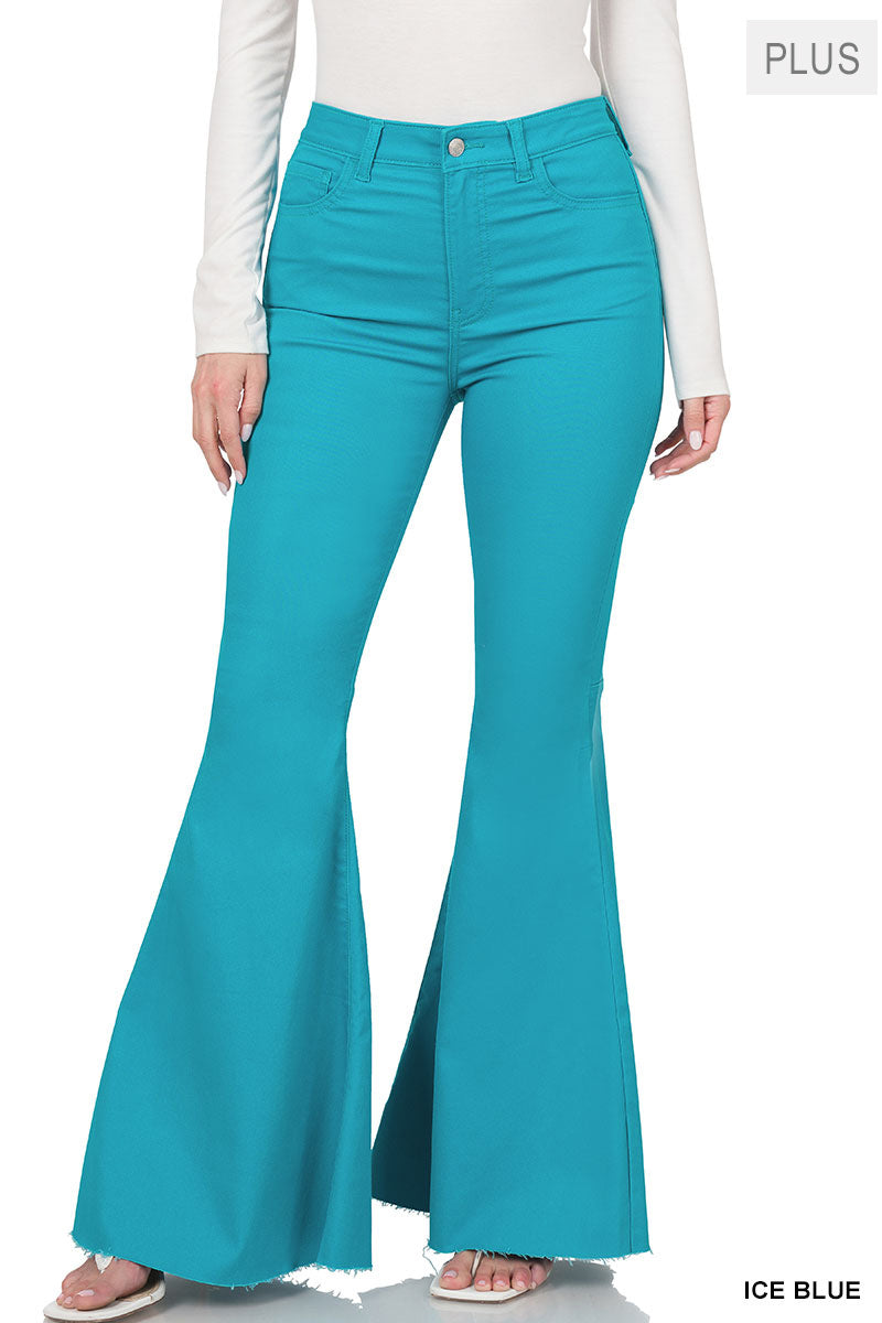 STRETCHY High Waist Fringe Trim and Flared Leg Jeans