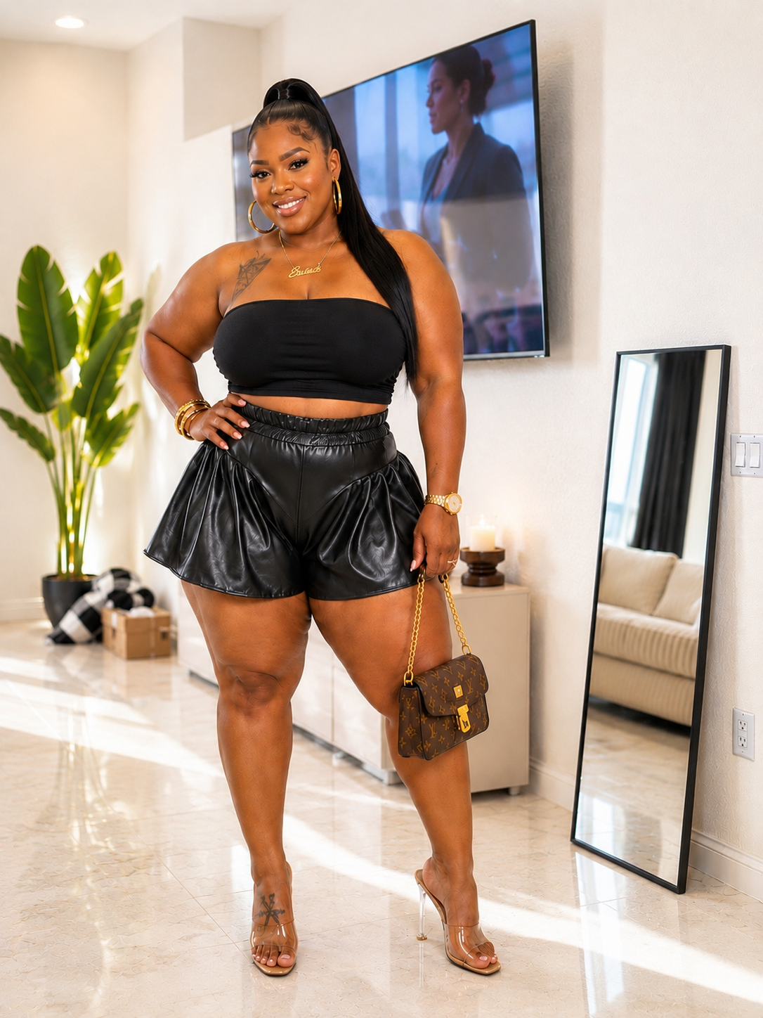 OUTSIDE TONIGHT BUBBLE SHORTS-BLACK-L02