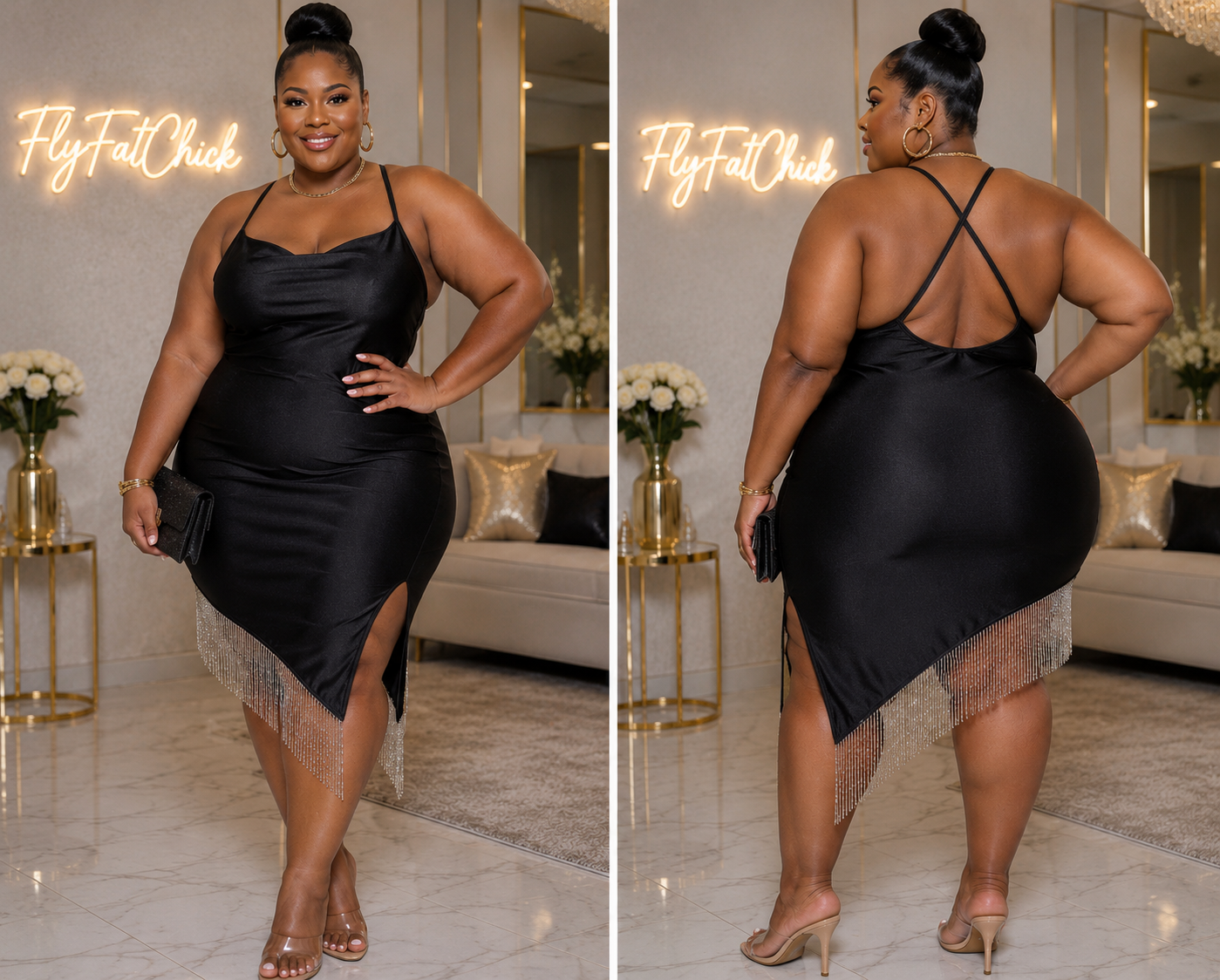 PLUS SIZE "SEXY CAN i" DRESS-BLACK