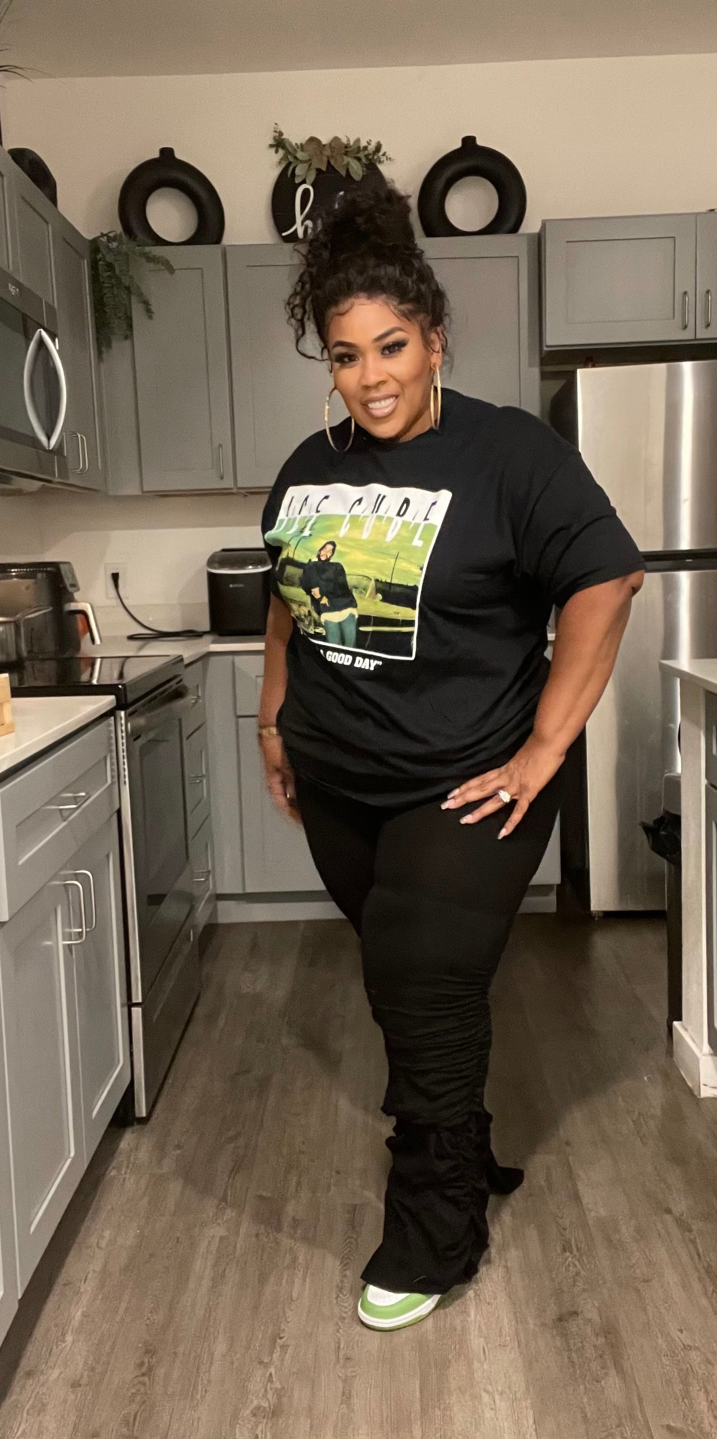 PLUS SIZE STACKED PANTS-BLACK-48