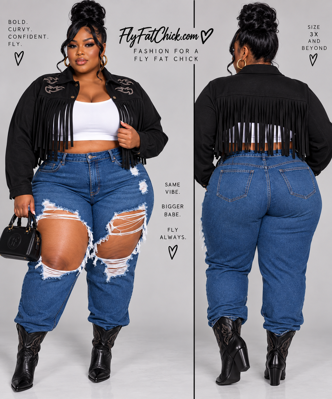 PLUS SIZE STRETCHY FAUX SUEDE FRINGE COP JACKET-BLACK-61