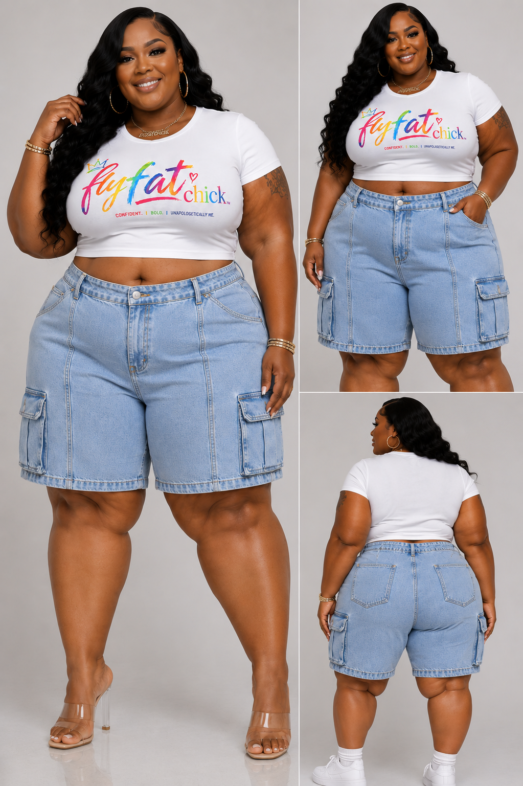 PLUS SIZE BERMUDA CARGO STRETCH SHORTS-04