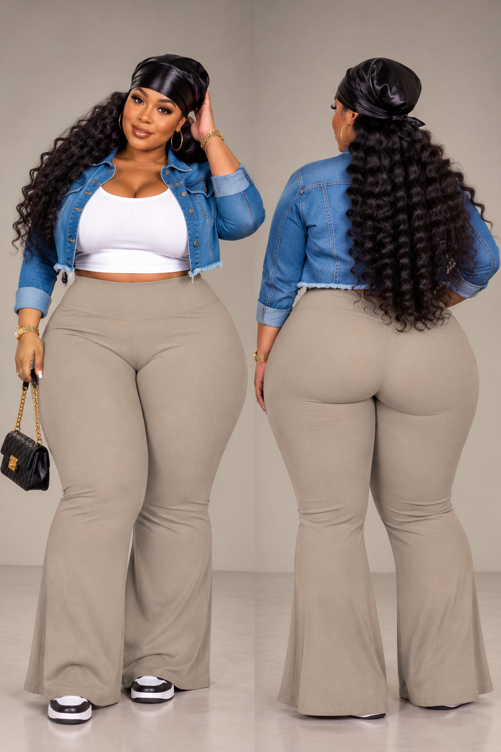 !!!$5.00 SPECIAL!!! PLUS SIZE FLARE PANTS-KHAKI-07