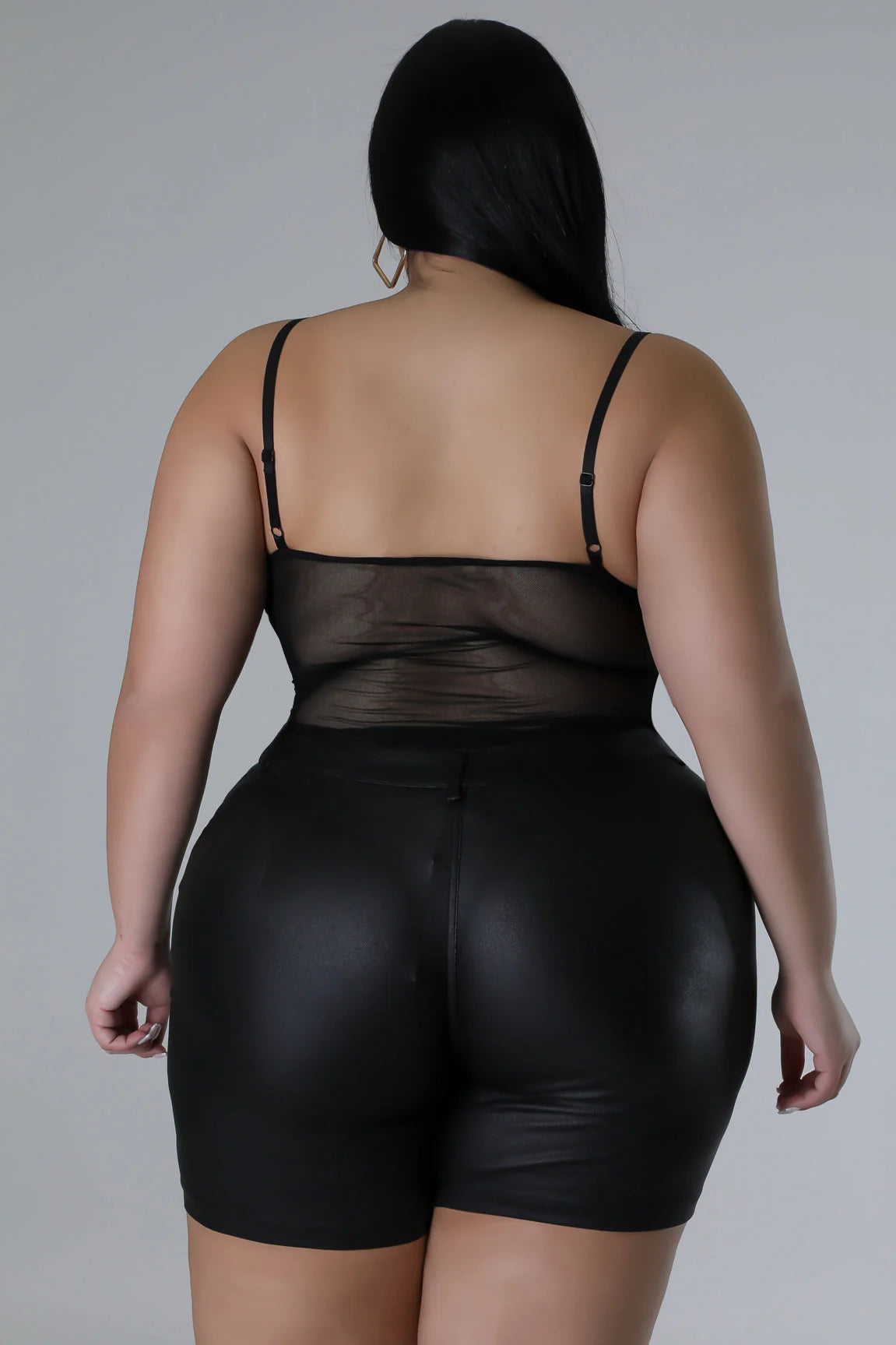 PLUS STRETCHY FAUX LEATHER BIG POCKET SHORTS-