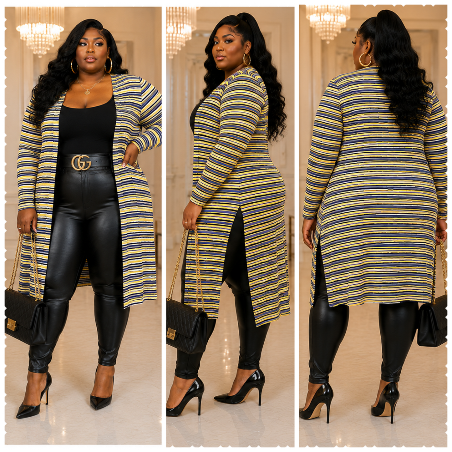 PLUS SIZE STRIPE ME DOWN CARDIGAN-MUSTARD MIX-26