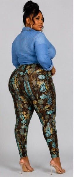 PLUS SIZE PRINTED HIGHWAIST LEGGINGS-DESERT OASIS