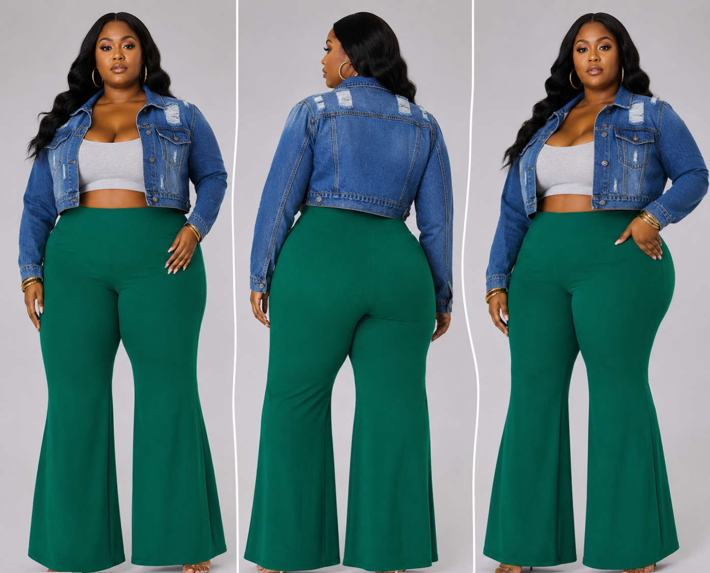 PLUS SIZE "BODY TALK" FLARE PANTS-GREEN-07