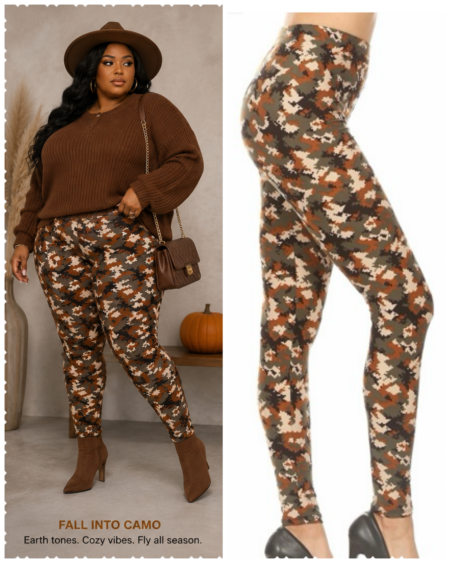 PLUS SIZE PRINTED Fall Recon Leggings