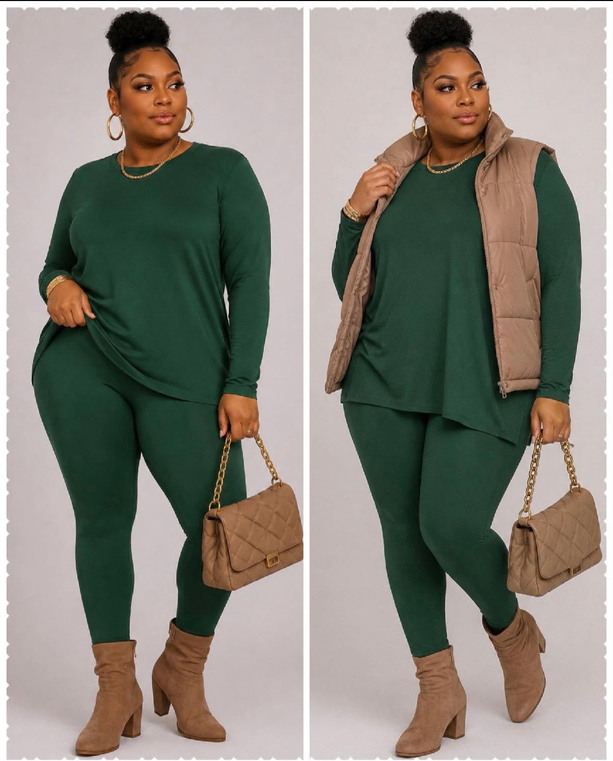 Plus SIZE 2-PIECE "ON THE GO" SET-GREEN (will ship 9/18)