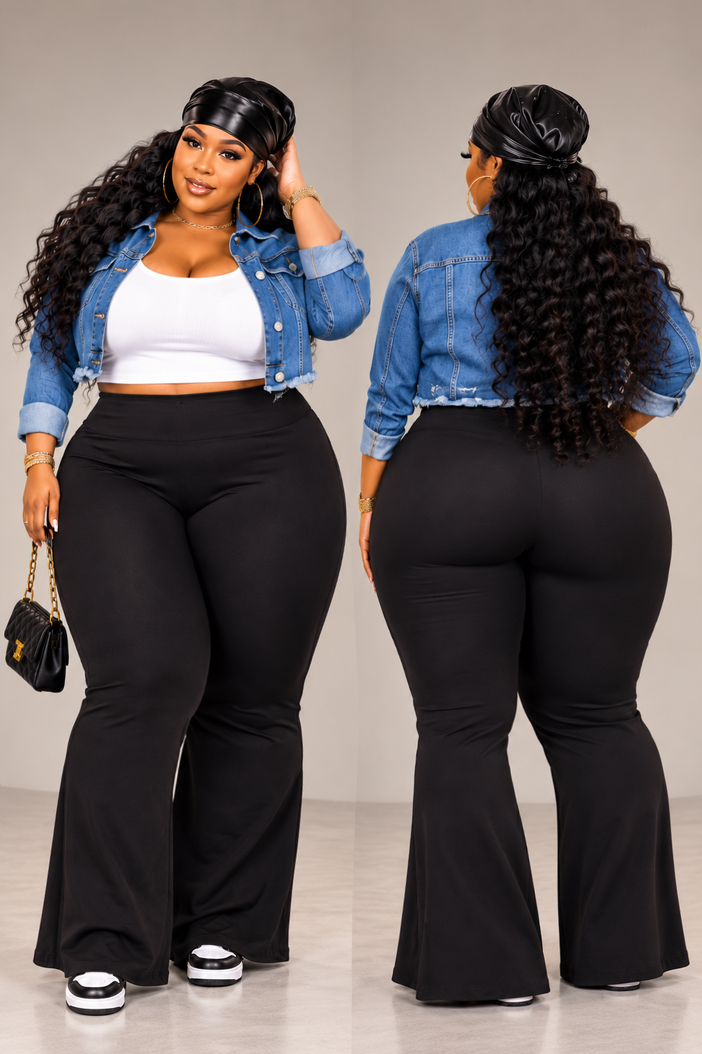 !!!$5.00 SPECIAL!!! PLUS SIZE FLARE PANTS-BLACK-07