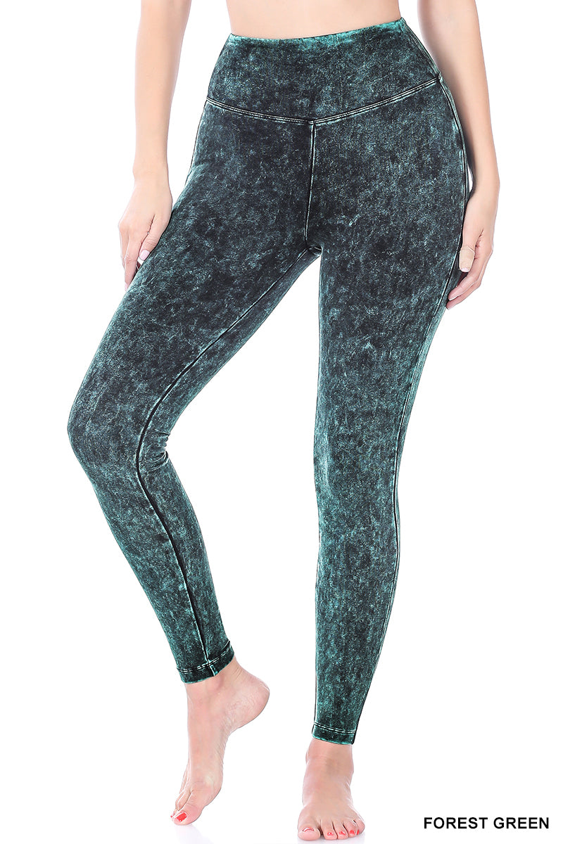 PLUS SIZE Mineral Washed Wide Waistband Yoga Leggings-14