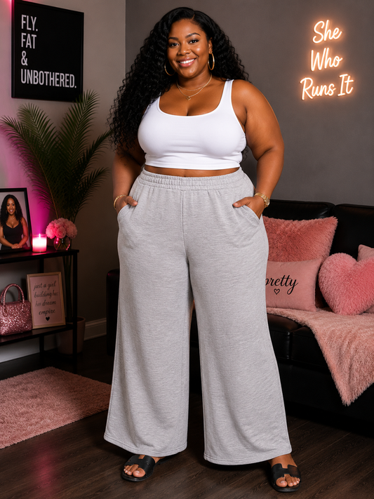 PLUS SIZE "SOFT FLOW LOUNGE "PANTS-GREY-21