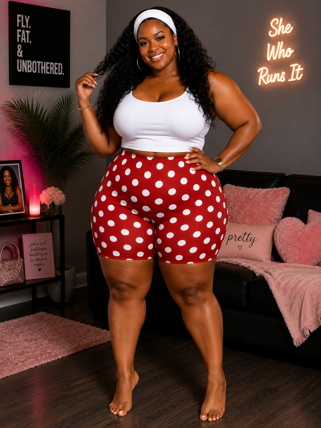 PLUS SIZE "CONNECT THE DOT "SHORTS-RED-63