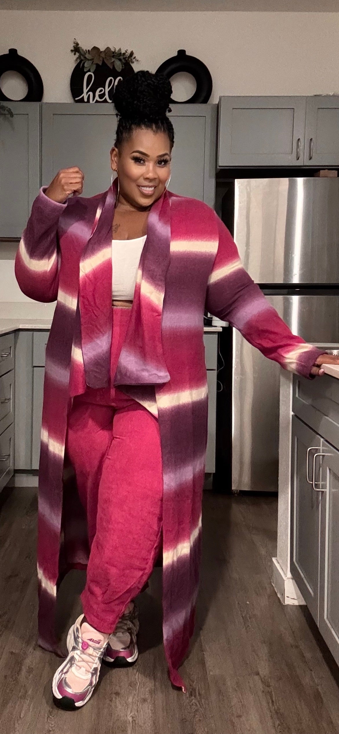 PLUS SIZE OPEN FRONT DRAPED CARDIGAN-MAGENTA MIX