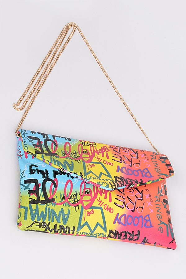 Graffiti Letter Cross Chain Body Clutch