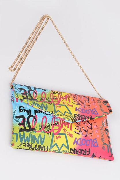 Graffiti Letter Cross Chain Body Clutch