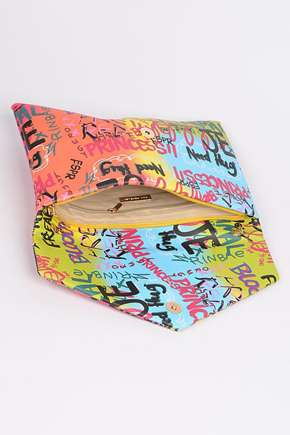 Graffiti Letter Cross Chain Body Clutch
