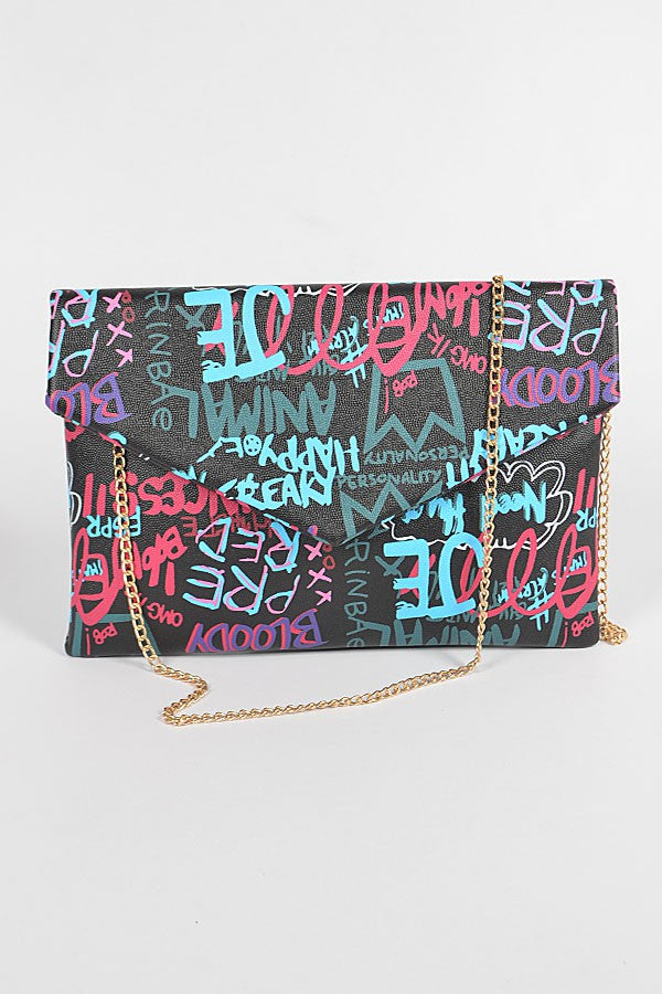 Graffiti Letter Cross Chain Body Clutch