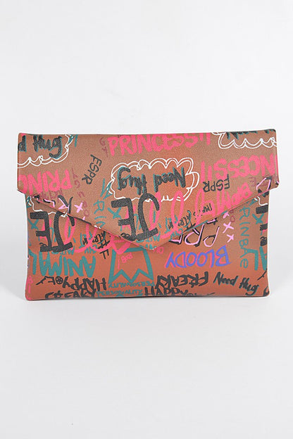 Graffiti Letter Cross Chain Body Clutch
