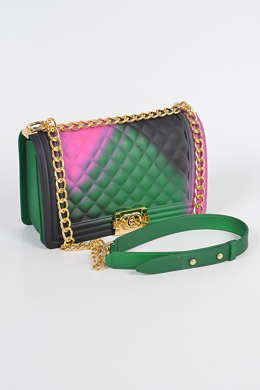Square Crossbody Clutch- GREEN MIX