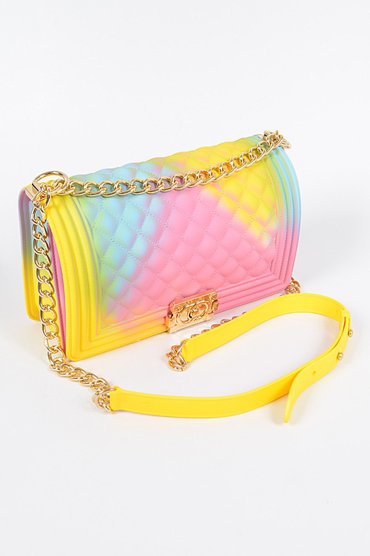 Square Crossbody Clutch- YELLOW MIX