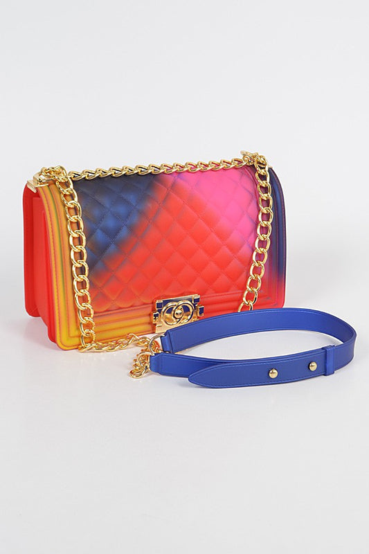 Square Crossbody Clutch- RED MIX