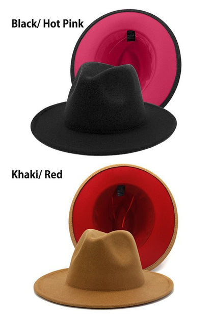 Unisex Double-Sided Color Fedora Hat