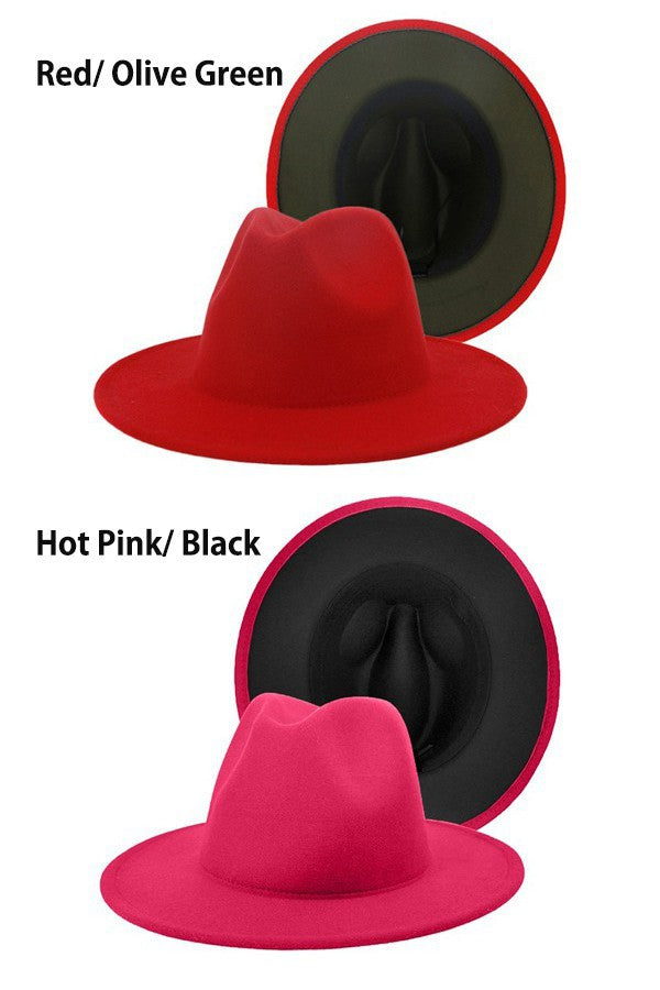 Unisex Double-Sided Color Fedora Hat