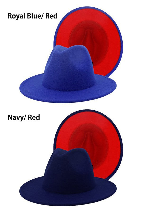 Unisex Double-Sided Color Fedora Hat