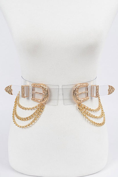 * Transparent Multi Metal Buckle Plus Size Chain Belt