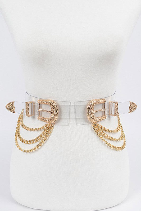 * Transparent Multi Metal Buckle Plus Size Chain Belt