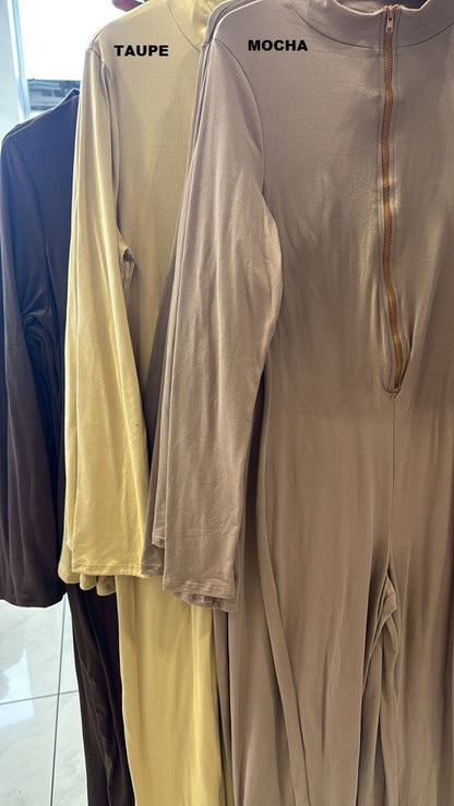 LONG SLEEVE ZIPPER BACK JUMPSUIT