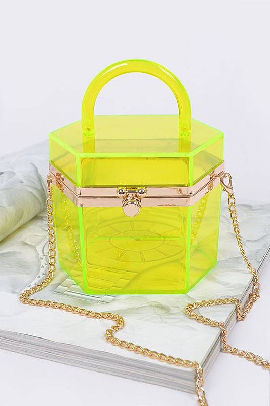 Plastic Hard Mini Clutch W/handle-YELLOW