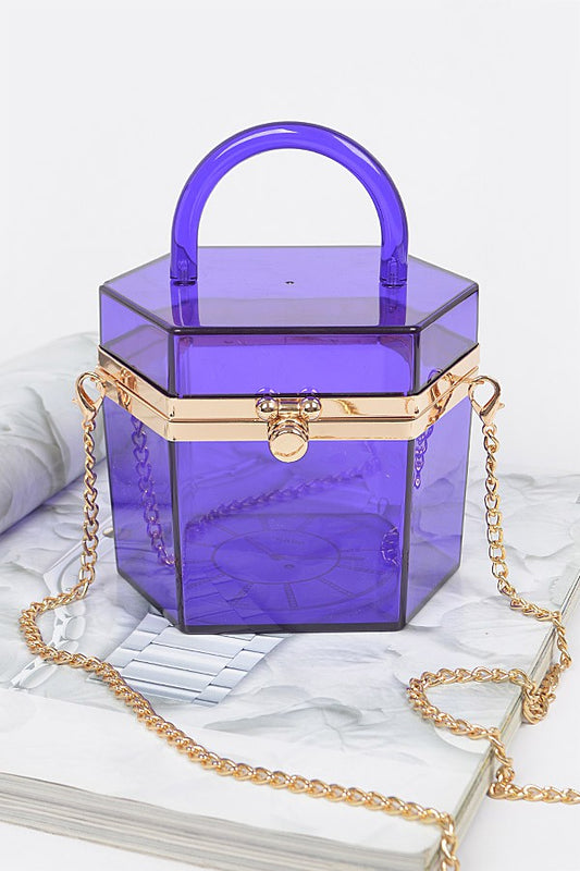 Plastic Hard Mini Clutch W/handle-PURPLE
