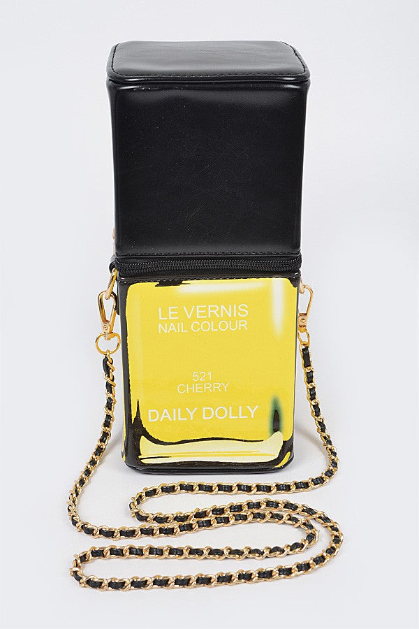 Faux Leather Nail Polish Fun Bag-YELLOW