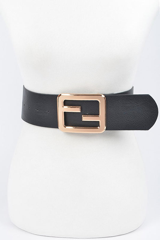 Metal Buckle Waist Plus Size Belt-BLACK