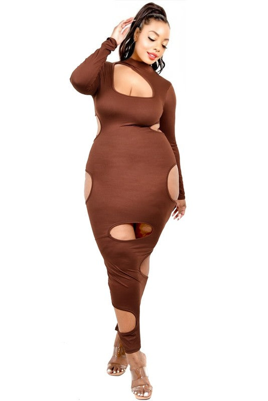 PLUS SIZE DARE TO BE DIFFERENT CUT OUT MAXI DRESS
