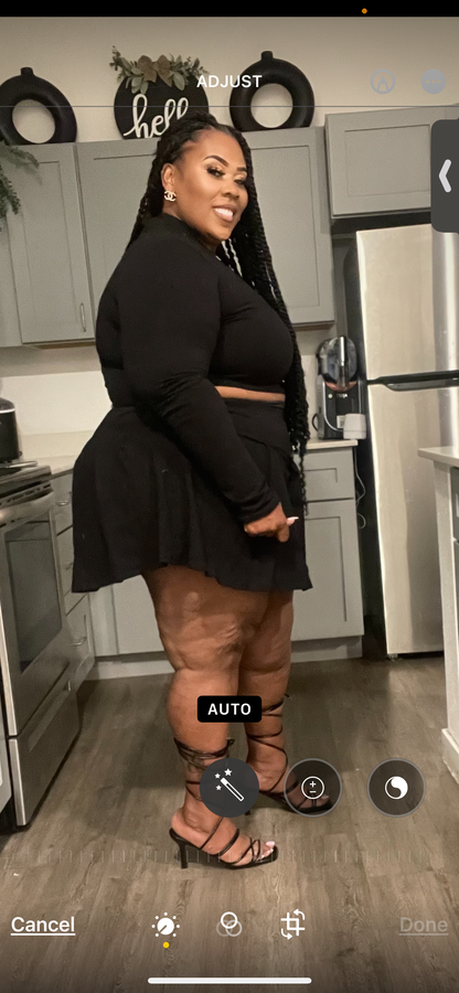 PLUS SIZE "2-PIECE PLEATED SKIRT SET" W/BUILT IN PANTIE BLACK--01