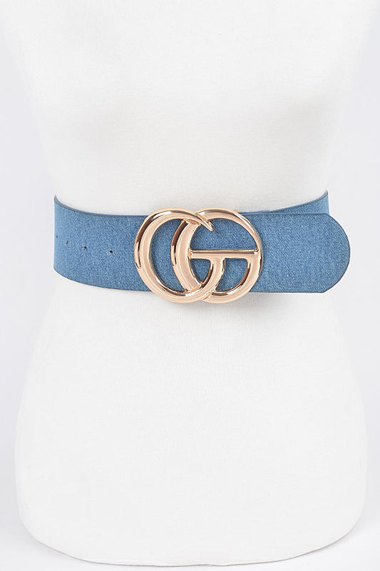 LIGHT DENIM GG Oversized Buckle Plus Size Belt
