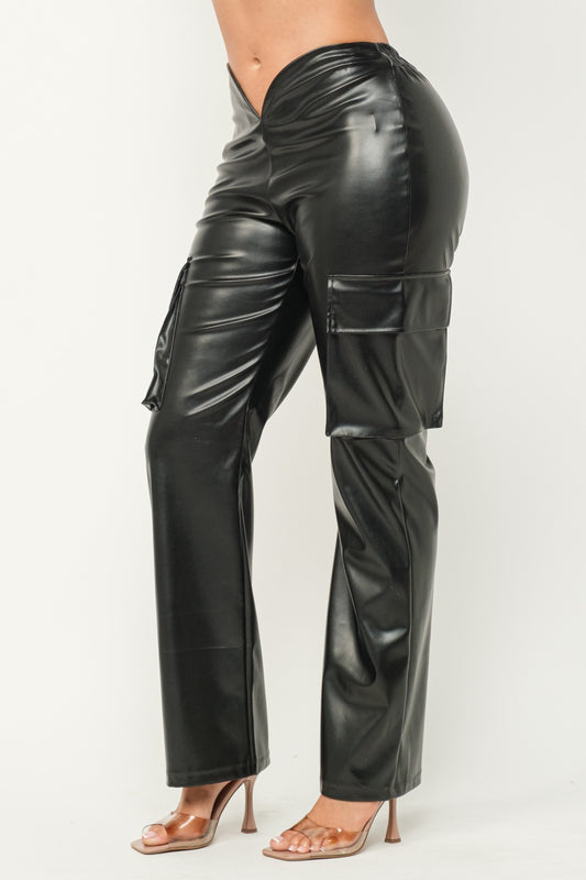 I GOT YOUR ATTENTION FAUX LEATHER PANTS-BLACK-SL01