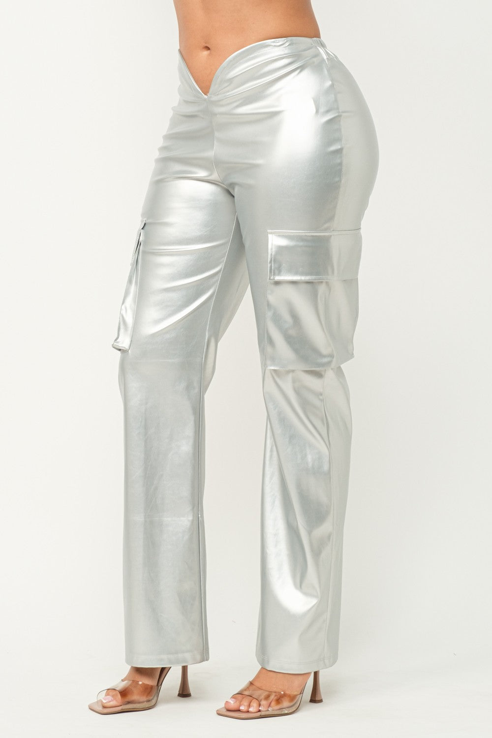 I GOT YOUR ATTENTION FAUX LEATHER PANTS-SILVER-SL01