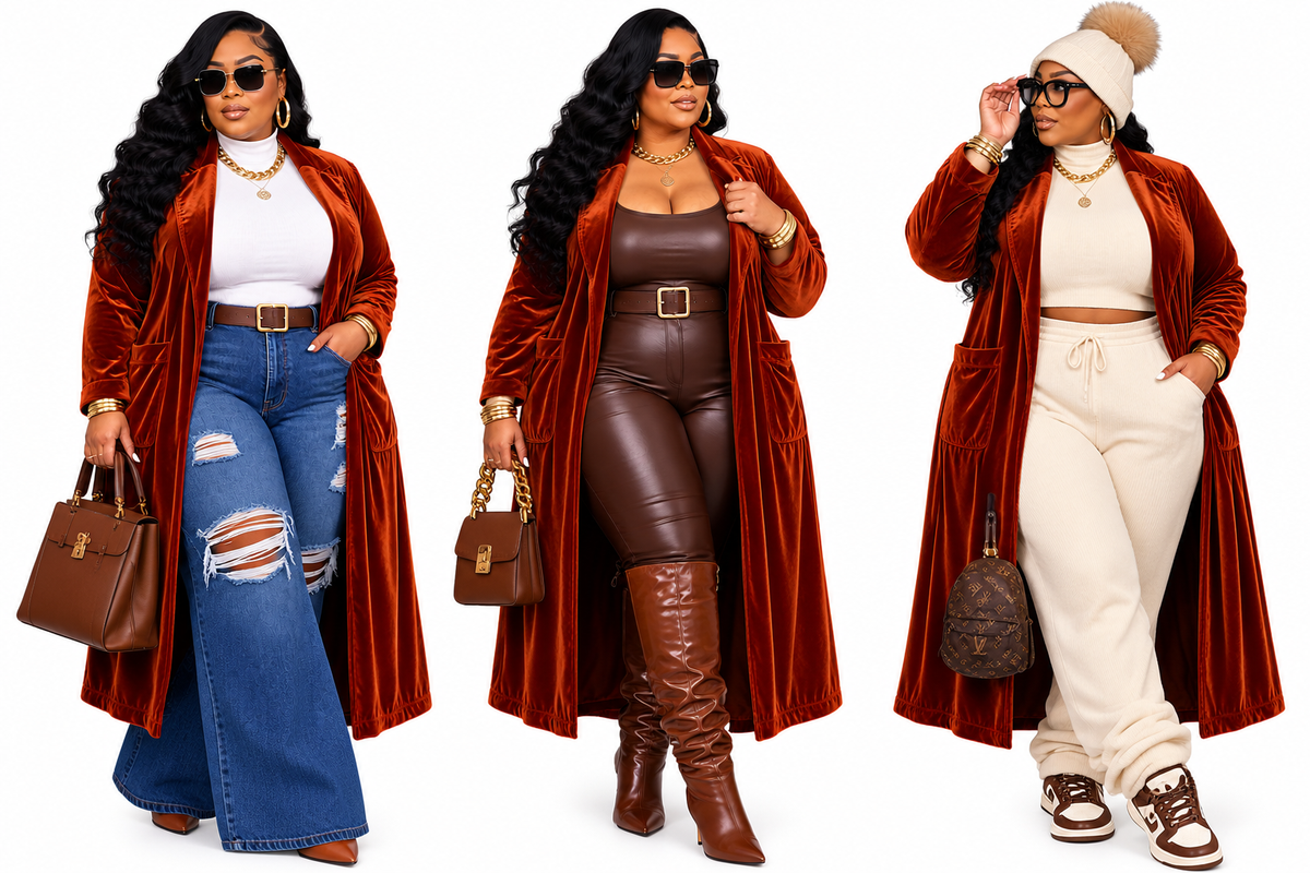 PLUS SIZE 🔥 Rich Auntie Energy Velvet Duster 🔥-61
