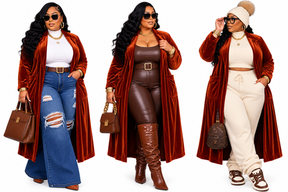 PLUS SIZE 🔥 Rich Auntie Energy Velvet Duster 🔥-61